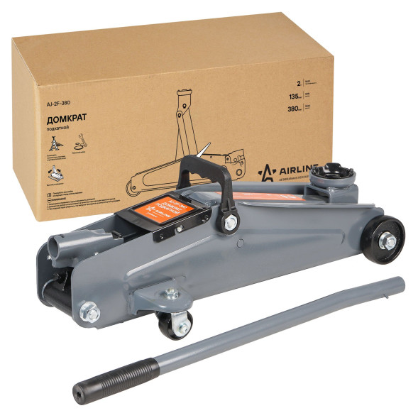 Домкрат подкатной 2т (MIN - 135 мм, MAX - 380 мм) (AJ-2F-380) AIRLINE