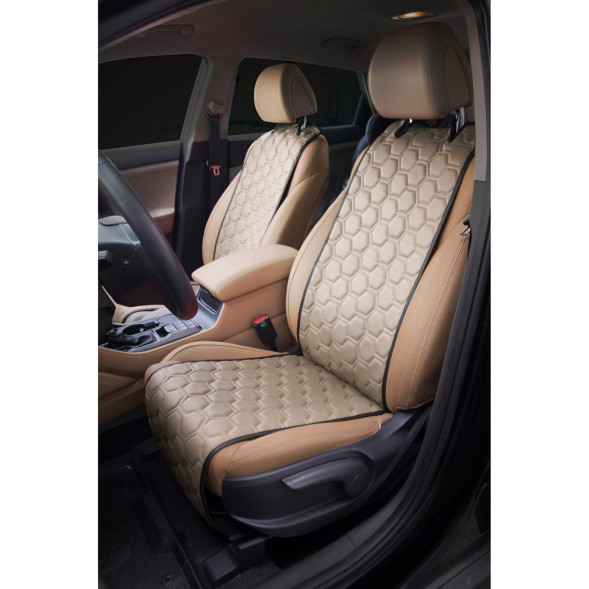 Накидки &amp;quot;Алькантара&amp;quot;, передние (2 шт.), экокожа с перфорацией, бежевые (ACS-SF-03) AIRLINE