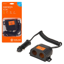 Прикуриватель-разветвитель 15 Ампер на 2 гнезда с витым шнуром (ASP-15A-10) AIRLINE