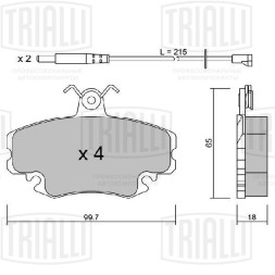 Колодки торм. диск. перед.  LADA Largus (12-) 8V/Renault Logan (04-) (с 2-мя датч.)(PF 4395) TRIALLI