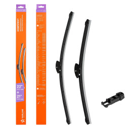 Щетки стеклоочистителя 550/530 мм (22&amp;quot;/21&amp;quot;) бескаркасные 2 шт., 2 адптр (AWB-BK-550-530K) AIRLINE