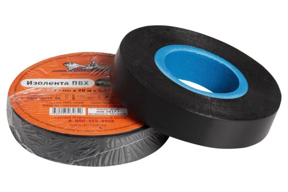 Изолента ПВХ, черная, 15 мм*20 м (AIT-P-08) AIRLINE