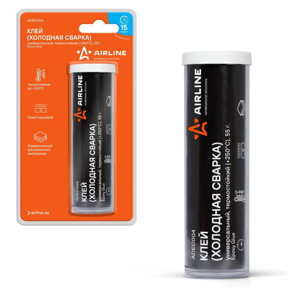 Клей (холодная сварка), универсальный, термостойкий (+250 C), 55 гр., блистер (ADEC004) AIRLINE