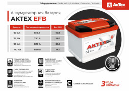 Аккумулятор 6СТ- 60 А/ч 610A LЗ АКТЕХ EFB (242х175х190) +левый