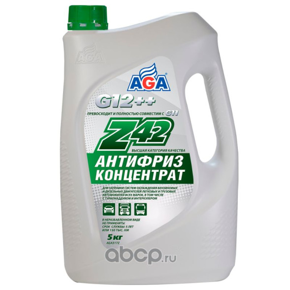 Антифриз Z42 зеленый (5кг) концентрат ANTIFREEZE AGA-Z42 AGA