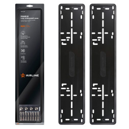 Рамки под номерной знак PRO, силиконовые с металл.основой, 2 шт., крепл., черные (ADFC034) AIRLINE