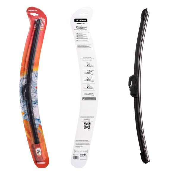 Щетка стеклоочистителя  600мм (24&amp;quot;) бескаркасная, 1 адаптер (hook 9x3) (AWB-BKP-600) AIRLINE