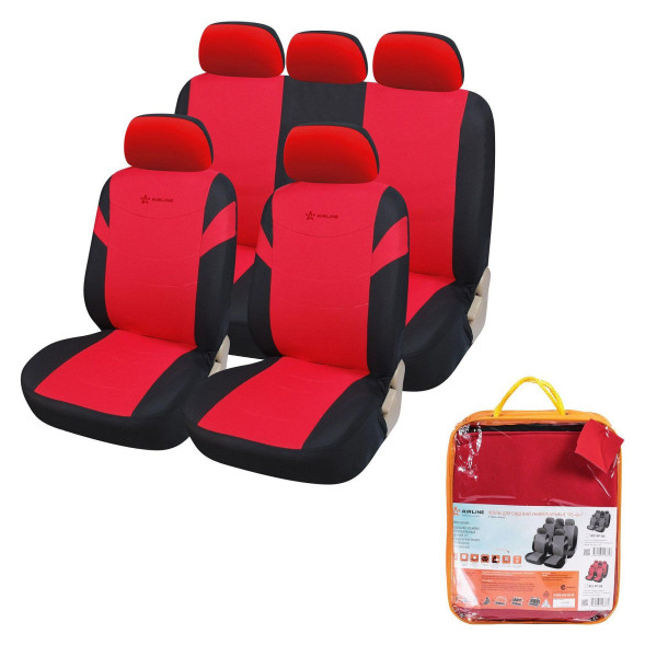 Чехлы для сидений универсал. &amp;quot;RS-4k+&amp;quot;, передн./задн. велюр, черн./красн. (ACS-VP-08) AIRLINE