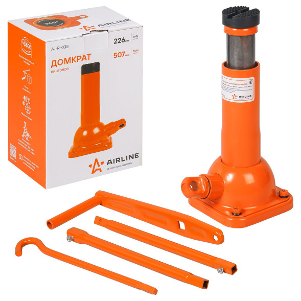 Домкрат винтовой 2т (MIN - 226 мм, MAX - 507 мм) (AJ-R-03S) AIRLINE