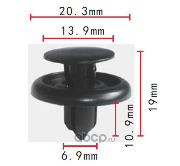 Toyota 9046707166 клипса крепления подкрылка, брызговика 6.9x10.9x20.3mm Autokrep 1113403 (10шт)