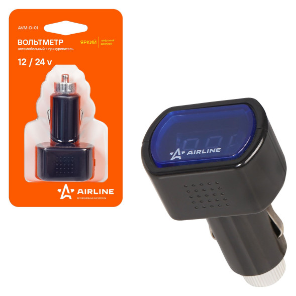 Вольтметр в прикуриватель 12-24В (AVM-D-01) AIRLINE