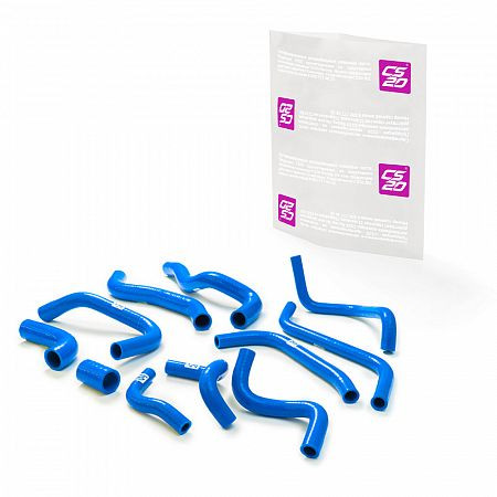 Патрубки радиатора ВАЗ-21082, 2114 к-т.11шт охлаждения и отопителя силикон CS20 СИНИЙ Profi