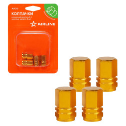 Колпачки на шинный вентиль K-1, золотые, металл, 4 шт. (AVC10) AIRLINE