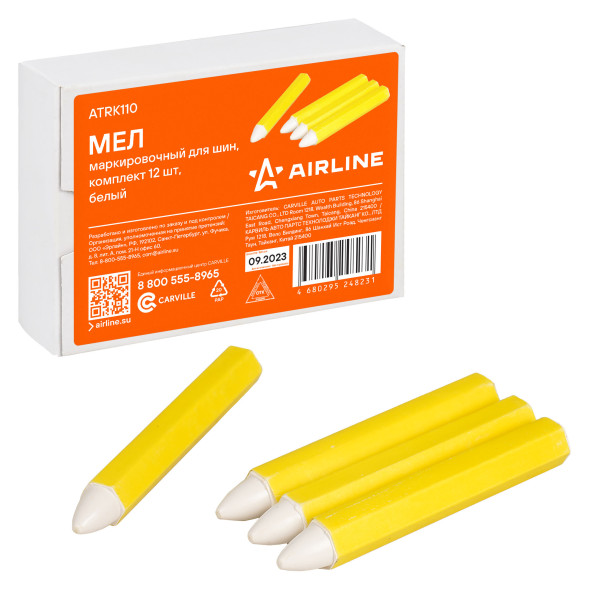 Мел маркировочный для шин, комплект 12 шт, белый (ATRK110) AIRLINE