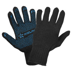 Перчатки трикотажные ПШ с ПВХ покрытием, черные, (5 пар) 7 класс/72г., мод. 701(ADWG039) AIRLINE