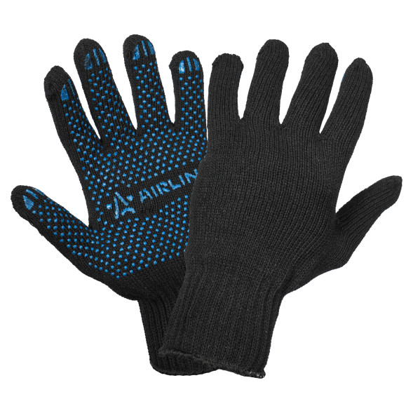 Перчатки трикотажные ПШ с ПВХ покрытием, черные, (5 пар) 7 класс/72г., мод. 701(ADWG039) AIRLINE