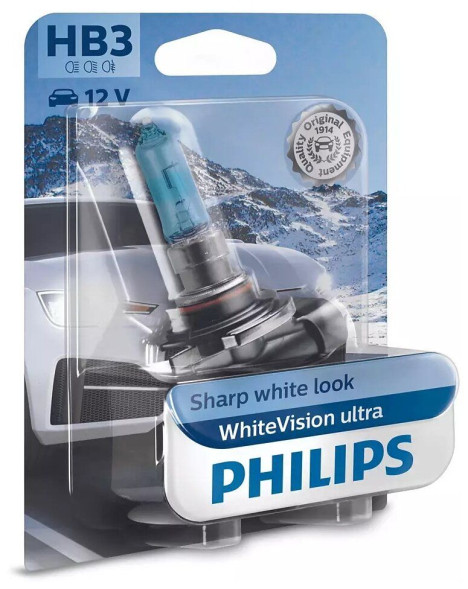 Лампа  White Vision Ultra +60% HB3 12V- 65W (P20d) блистер 1шт.(Philips) 9005WVUB1 xx