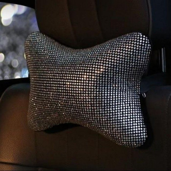 Подушка на подголовник стразы серебро ПП-02