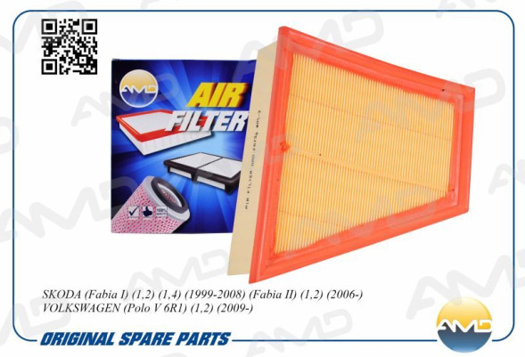 Фильтр воздушный 5JF129620/AMD.FA738 SKODA(Fabia I)(1,2)(1,4)(1999-2008)(Fabia II)(1,2)(2006-)
