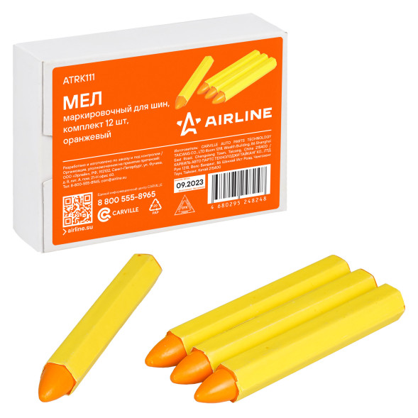 Мел маркировочный для шин, комплект 12 шт, оранжевый (ATRK111) AIRLINE