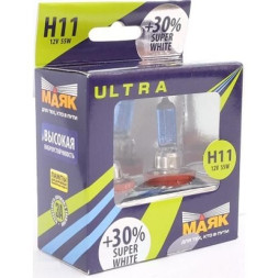 Лампа Н11 12- 55 PGJ19-2 Super White +30% 2шт МАЯК ULTRA