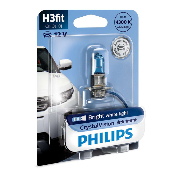 Лампа  Crystal Vision 4300K H3 12V- 55W (PK22s) блистер (1шт.) (Philips) 12336CVB1 (бл.) xx