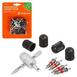 Ремкомплект для вентилей (20 золотников, 20 пласт. колп., 1 метчик) в блистере (ATRS019) AIRLINE