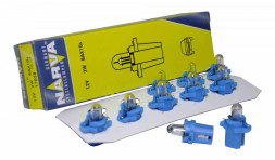 Лампа BAX 12V-2W (BAX8.3s/BAX10s/1,5) blue 17058 (Narva) (10шт)