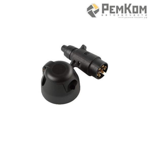 Разъем проводки прицепа европейского типа в сборе (розетка, вилка; 7 контактов) (RK09033) РЕМКОМ