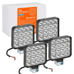 Фара светодиодная квадратная, 16 LED направленный свет, 16W (83х83х22) 12V, 4шт. STANDART (ALED034)