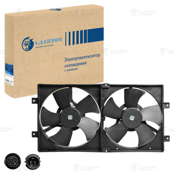 Э/вентилятор охл. с кожухом Chery Amulet (A15) (03-) (2 вент.) LUZAR LFK 3001
