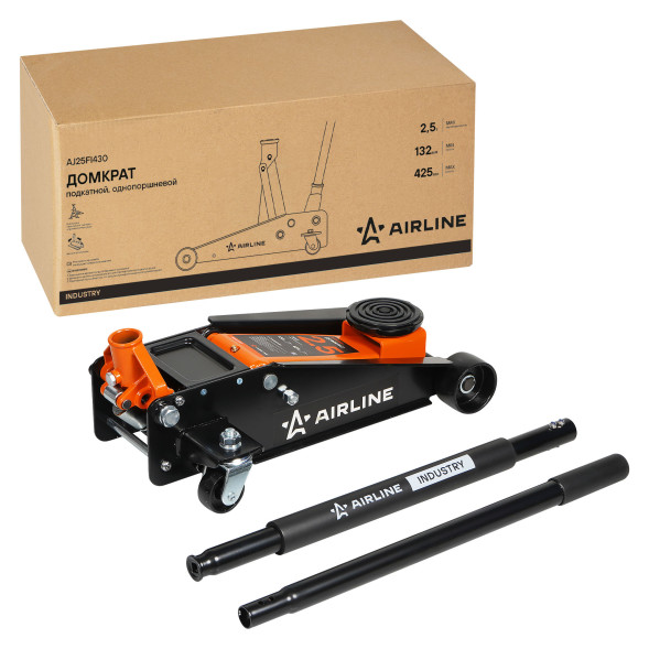 Домкрат подкатной 2.5т 132-425мм INDUSTRY однопоршневой (AJ25FI430) AIRLINE