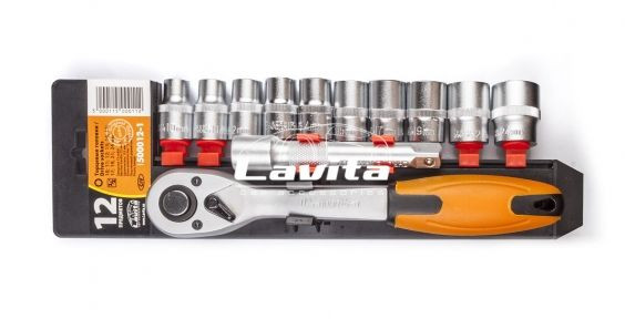 Набор головок с трещеткой 12 ед. на пластиковом держателе LAVITA LA 500012-1