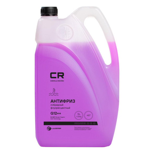 Антифриз фиолетовый CR лобридный флуор. -40°С, G12++, 5л/5.36кг (L2018002) CARVILLE RACING