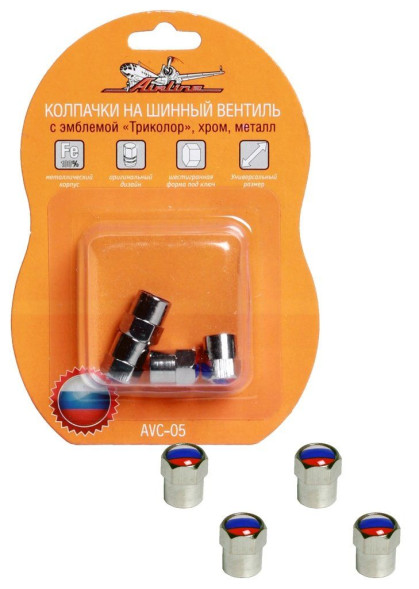Колпачки на шинный вентиль с эмблемой «Триколор» (AVC-05) AIRLINE